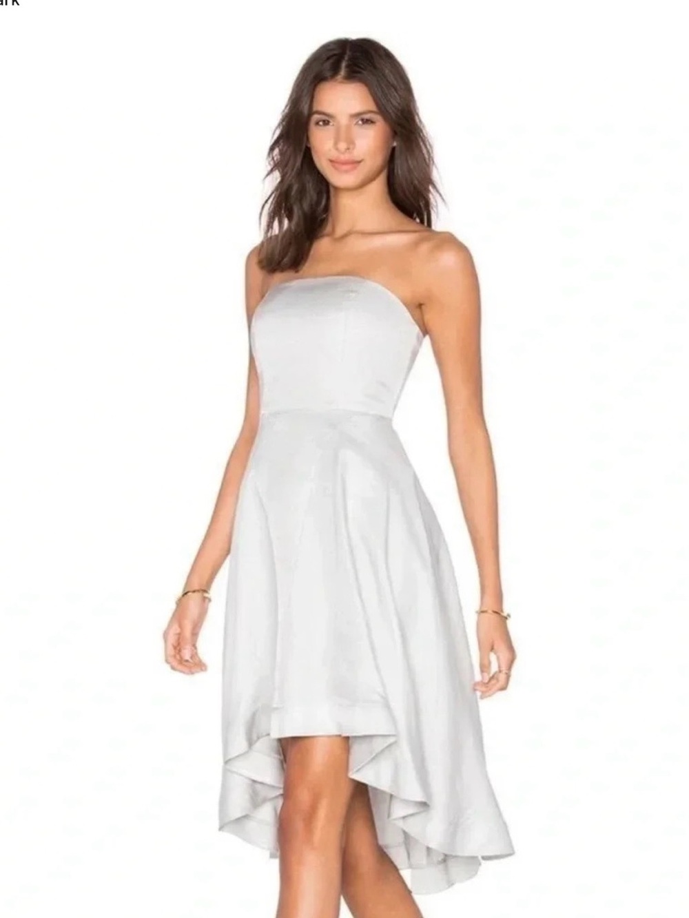 KEEPSAKE the Label Light Grey Strapless High-Low Dress